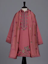 Onion pink boys silk blend kurta suit with floral dupatta