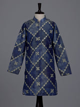 Pastel blue boys silk kurta suit with refined thread work