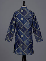 Pastel blue boys silk kurta suit with refined thread work