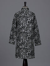 Black boys georgette kurta suit with floral thread and sequins work