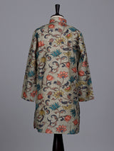Sage green boys linen silk kurta suit with floral print