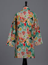 Multicolor boys cotton silk kurta suit with botanical floral print