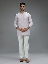 Lavender refined mens kurta pajama with geometric detailing