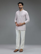 Lavender refined mens kurta pajama with geometric detailing