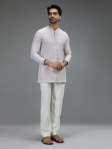 Lavender refined mens kurta pajama with geometric detailing
