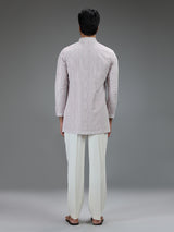 Lavender refined mens kurta pajama with geometric detailing