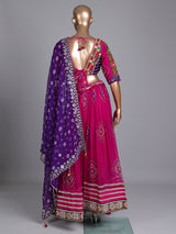 Pink printed georgette Navratri lehenga choli with intricate embellishments