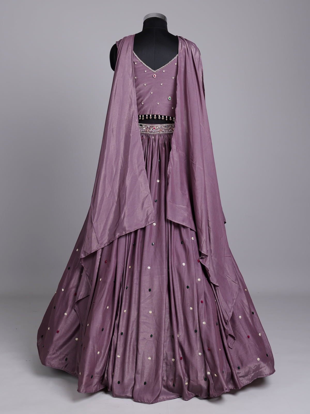 Purple silk wedding lehenga choli with dazzling diamond embellishments
