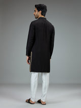 Black antique gold kurta pajama set for men