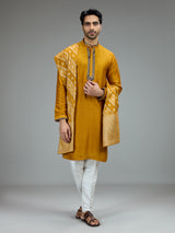 Mustard yellow cutdana kurta pajama for men