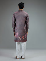Purple printed gota embroidered kurta pajama for men