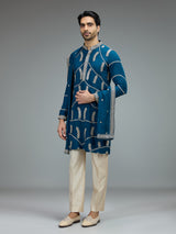 Royal blue aabla zari kurta pajama for men
