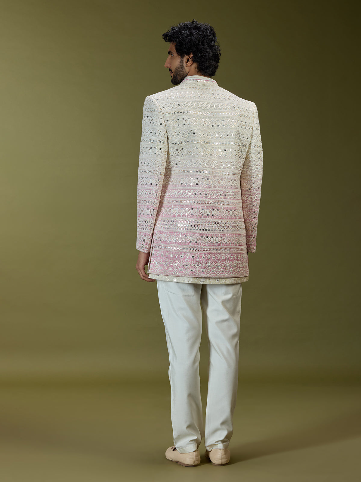 Off white shaded premium art silk indo western
