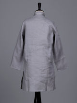 Grey boys cotton linen kurta suit with elegant solid pattern