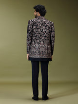 Navy blue heritage men designer jacket indo western