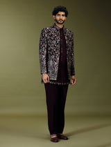 Wine heritage men designer jacket indo western