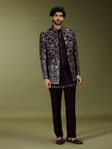 Wine heritage men designer jacket indo western