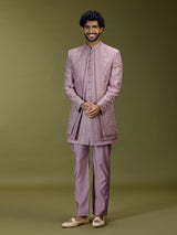 Lilac purple elegant silk men designer jacket indo western