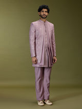 Lilac purple elegant silk men designer jacket indo western