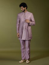 Lilac purple elegant silk men designer jacket indo western