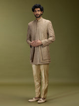 Golden brown luxurious silk men designer jacket indo western