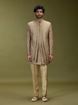 Golden brown luxurious silk men designer jacket indo western