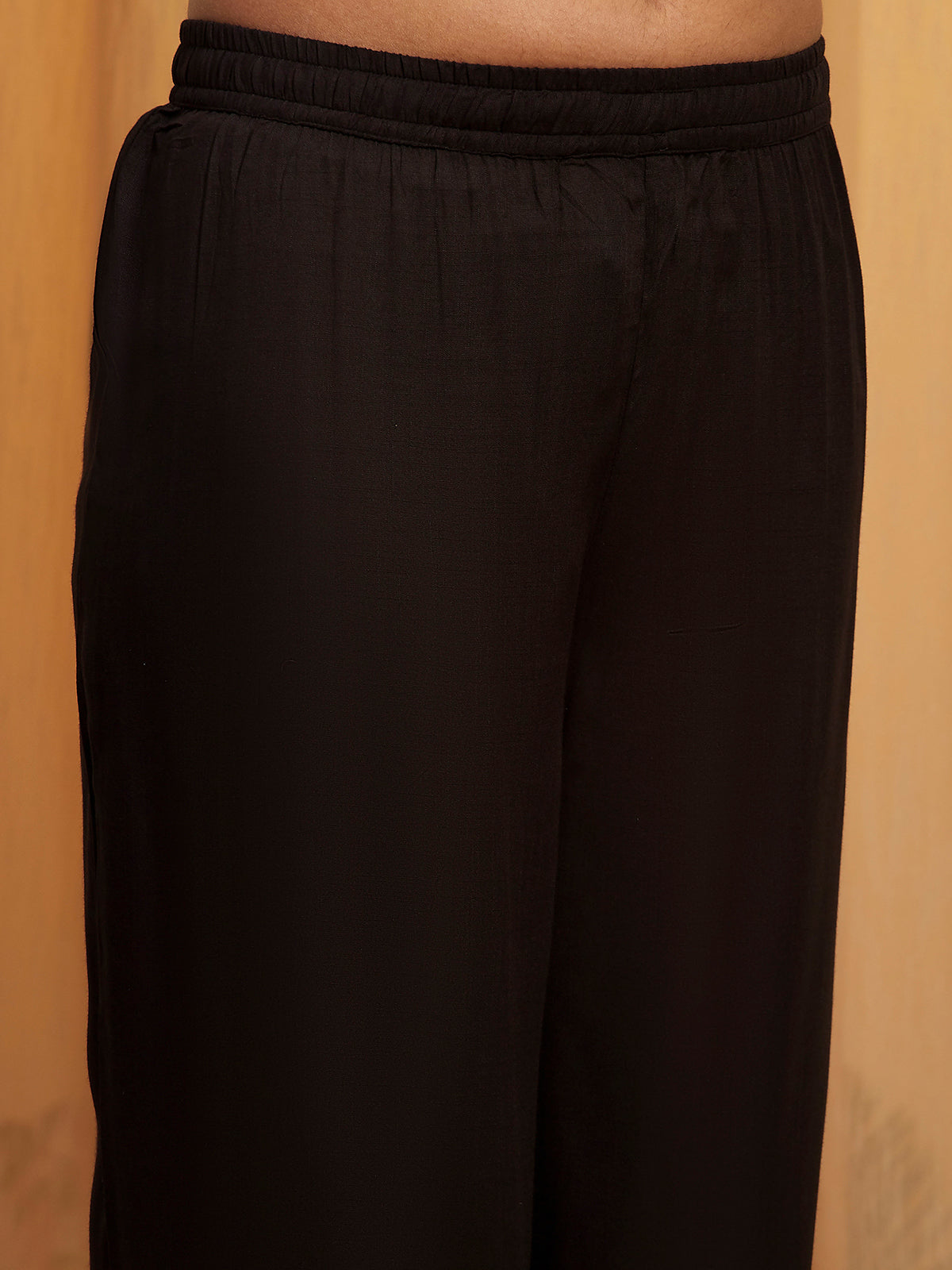 Black straight printed kurti set for festive celebration
