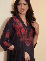 Black straight kurti set with dupatta