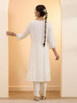 Off white anarkali kurti set with dupatta