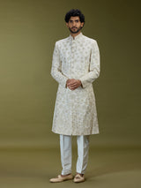 Off white opulent mughal premium mens sherwani