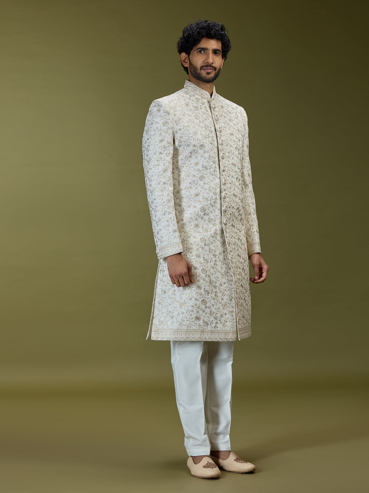 Ivory cream exquisite luxury premium mens sherwani