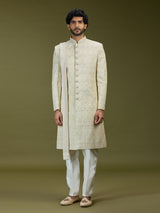Cream opulent swarovski premium mughal mens sherwani