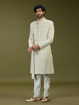 Cream opulent swarovski premium mughal mens sherwani