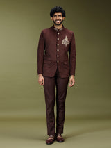 Brown royal velvet embroidered premium jodhpuri suit