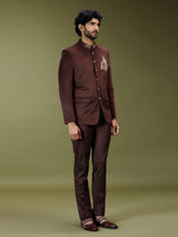 Brown royal velvet embroidered premium jodhpuri suit