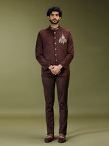 Brown royal velvet embroidered premium jodhpuri suit