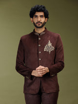 Brown royal velvet embroidered premium jodhpuri suit