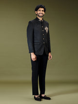Black regal velvet embellished luxury jodhpuri suit