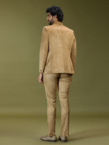 Gold royal krishna motif premium velvet jodhpuri suit