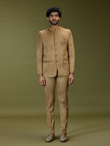 Gold royal krishna motif premium velvet jodhpuri suit