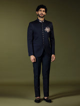 Navy blue regal crystal embellished luxury jodhpuri suit