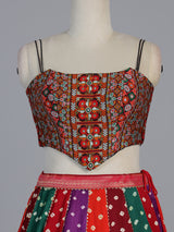 Multi colour printed navratri cotton silk lehenga choli