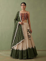 Cream cotton silk navratri fashion lehenga choli