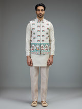 Off white royal print mens waistcoat set