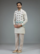 Off white royal print mens waistcoat set