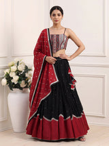 Black colour cotton silk navratri lehenga choli