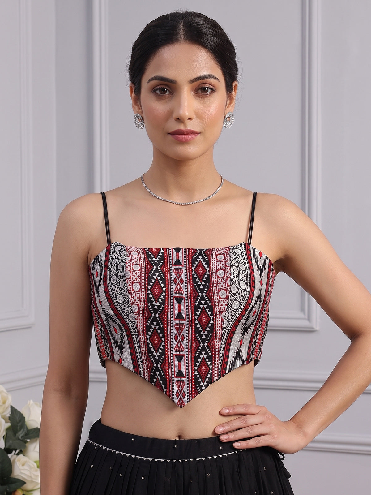 Black colour cotton silk navratri lehenga choli