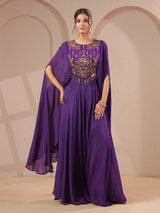 Purple handwork bodice flared top with elegant palazzo