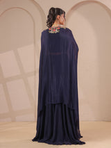 Navy handwork bustier overlay with designer jacket style palazzo
