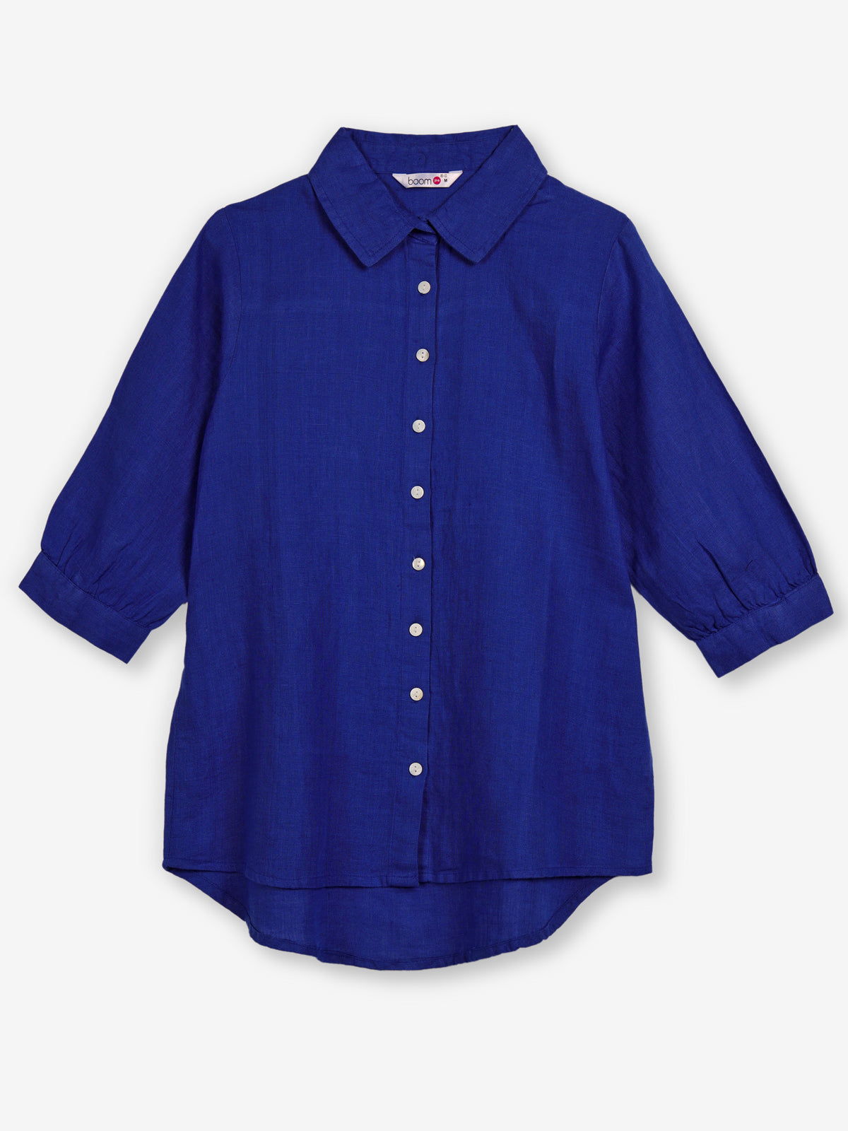 Blue linen women shirt